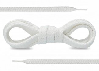 SHOELACES 120CM WHITE COTTON FLAT
