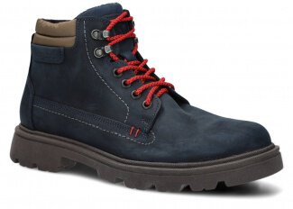 MEN ANKLE BOOTS MODEL 441 NAVY BLUE CRAZY + FELT - SIZE 42