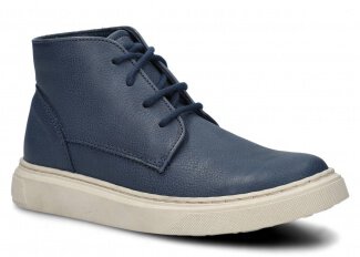 YOUTH BOOT MODEL 050 NAVY BLUE CLOUD LEATHER + CHECK - SIZE 37