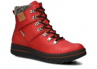 WOMEN ANKLE BOOTS MODEL 281 RED RUSTIC + SHEEPSKIN - SIZE 39