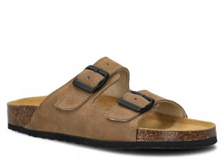 Profiled Slides - NAGABA 017 beige velours leather s. 36-46