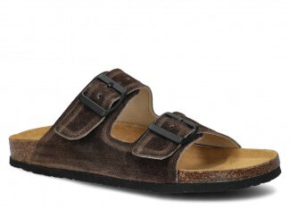 Profiled Slides - NAGABA 0172 brown velours wax leather s. 36-46