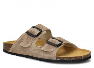 Profiled Slides - NAGABA 0172 beige velours wax leather s. 36-46