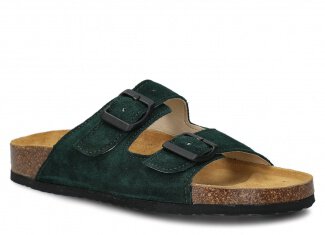 Profiled Slides NAGABA 0172 emerald velours leather s. 36-46