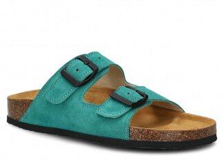 Profiled Slides - NAGABA 0172 aquamarine velours leather s. 36-46