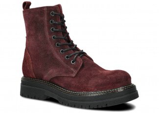 Women's ankle boot EVENEMENT EV108 burgundy velours wax leather