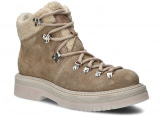 WOMEN ANKLE BOOTS MODEL 2810 BEIGE VELOURS WAX - SIZE 38