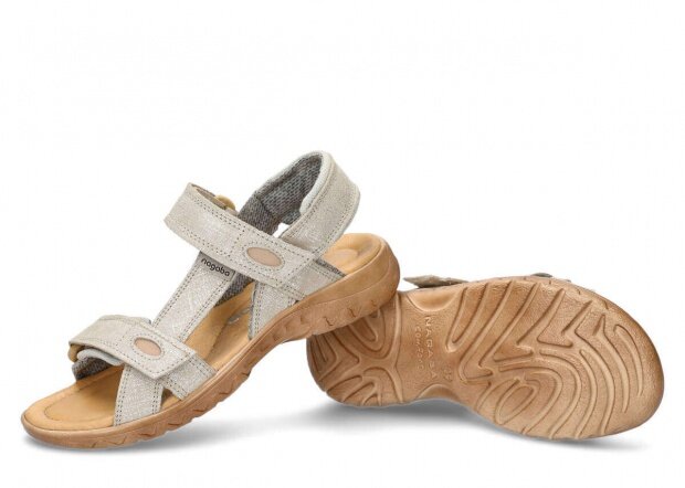 Women's sandal NAGABA 168 beige velours leather with thread patterns