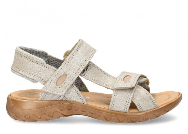 Women's sandal NAGABA 168 beige velours leather with thread patterns