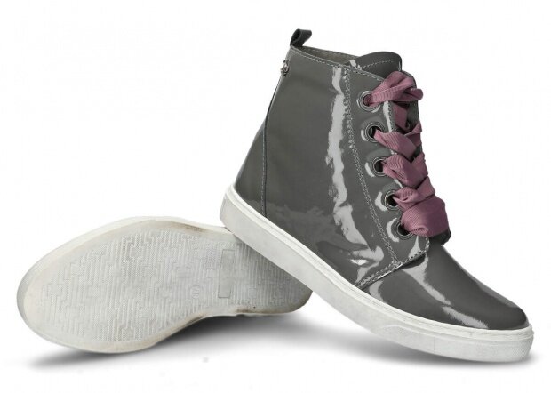 YOUTH BOOT MODEL 374 GREY LAKIER +CHECK - SIZE 37