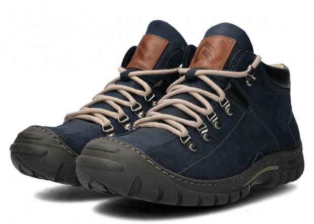 Men's trekking ankle boot NAGABA 456 navy blue crazy leather