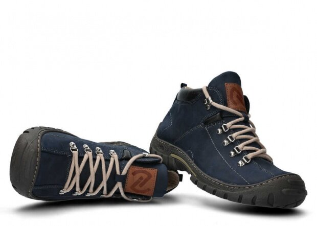 Men's trekking ankle boot NAGABA 456 navy blue crazy leather