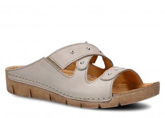Profiled Slides NAGABA 304<br /> light ashen grey rustic leather