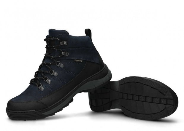 Men's trekking ankle boot NAGABA 442 navy blue crazy leather