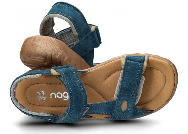 Women's sandal NAGABA 168 jeans  velours leather