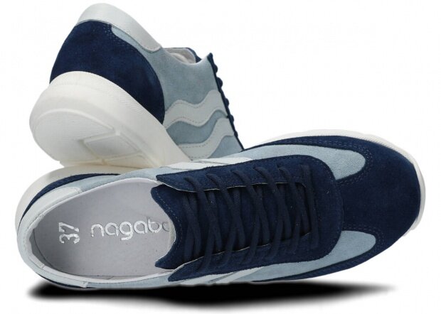 Shoe NAGABA 127 navy blue mix velours leather
