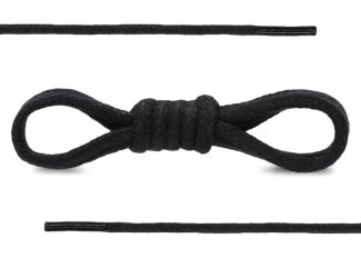 SHOELACES 120CM BLACK COTTON ROUND WAXED
