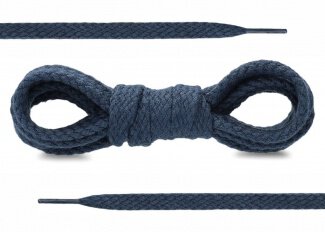 SHOELACES 130CM NAVY BLUE COTTON FLAT