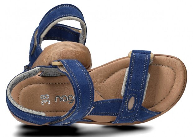 Women's sandal NAGABA 168 blue velours rustic leather
