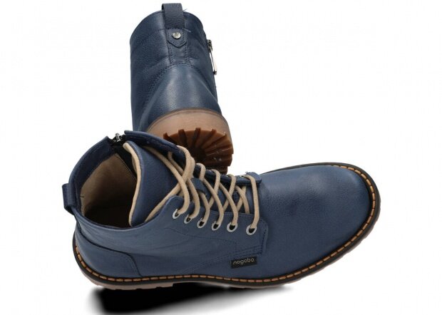 Men's hiking boot NAGABA 089 navy blue rustic leather