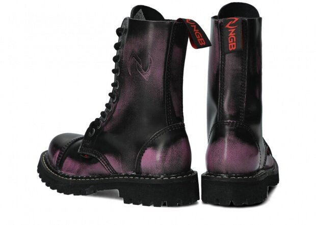 Combat booty NAGABA 10H purple-black kabir leather