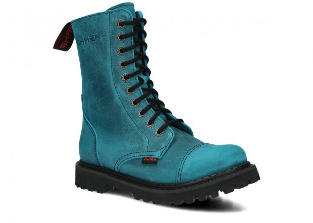 Combat booty SHARK NAGABA 10H turquoise crazy leather
