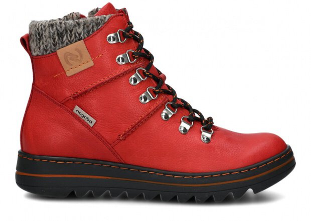 WOMEN ANKLE BOOTS MODEL 281 RED RUSTIC + SHEEPSKIN - SIZE 39