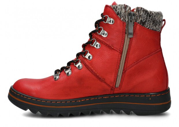 WOMEN ANKLE BOOTS MODEL 281 RED RUSTIC + SHEEPSKIN - SIZE 39