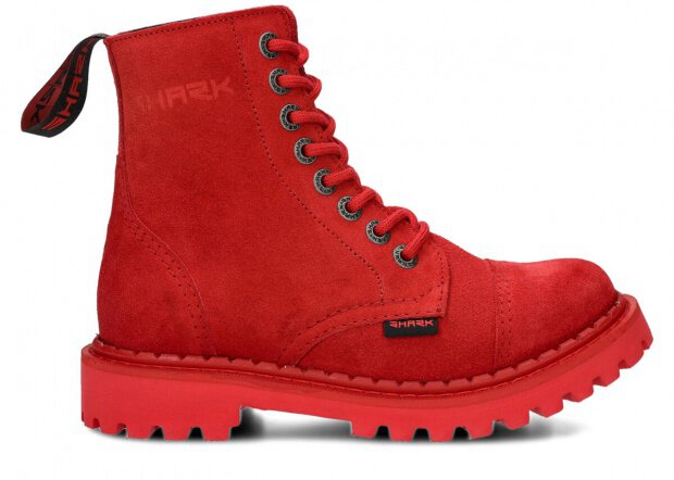 Combat booty SHARK NAGABA 8H red velours leather