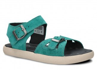 Youth shoes sandal NAGABA 027 aquamarine velours leather