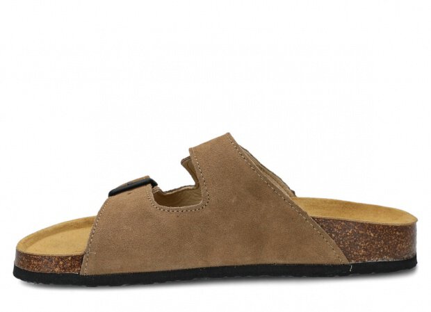Profiled Slides - NAGABA 017 beige velours leather s. 36-46