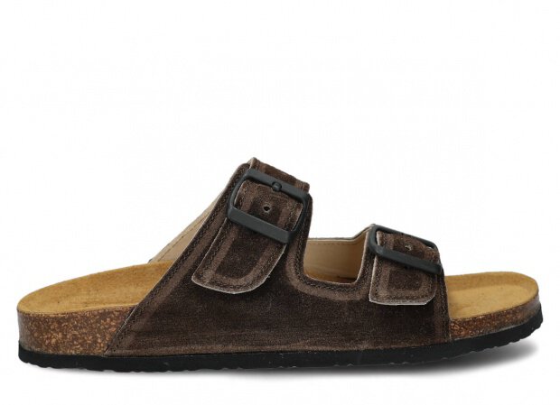 Profiled Slides - NAGABA 0172 brown velours wax leather s. 36-46