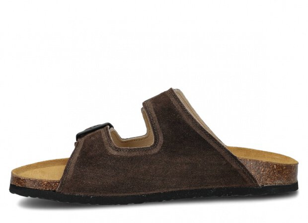 Profiled Slides - NAGABA 0172 brown velours wax leather s. 36-46