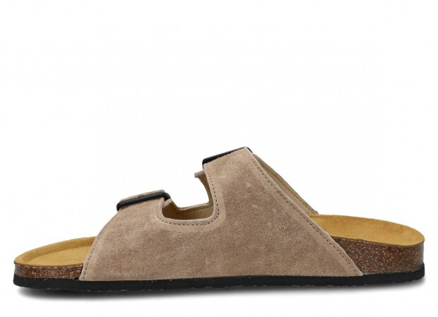 Profiled Slides - NAGABA 0172 beige velours wax leather s. 36-46