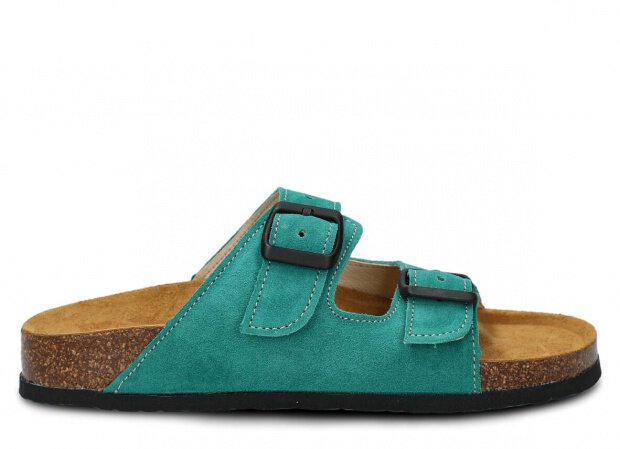 Profiled Slides - NAGABA 0172 aquamarine velours leather s. 36-46