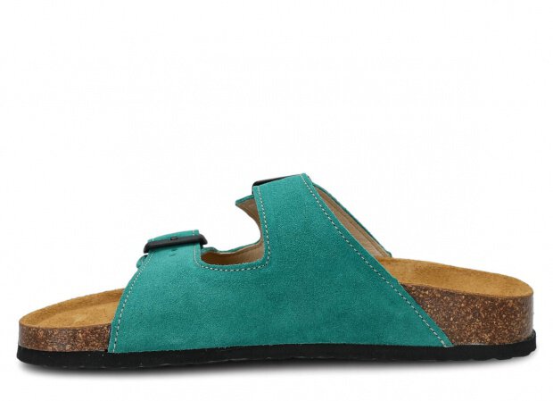 Profiled Slides - NAGABA 0172 aquamarine velours leather s. 36-46