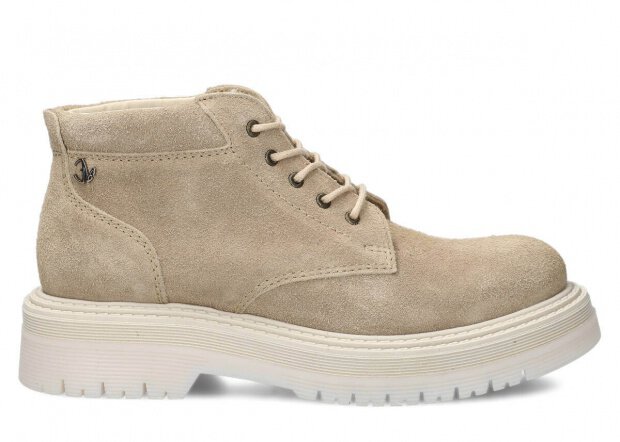 Women's ankle boot EVENEMENT EV079 beige velours wax leather