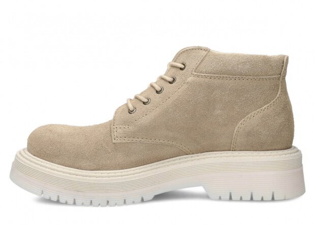 Women's ankle boot EVENEMENT EV079 beige velours wax leather