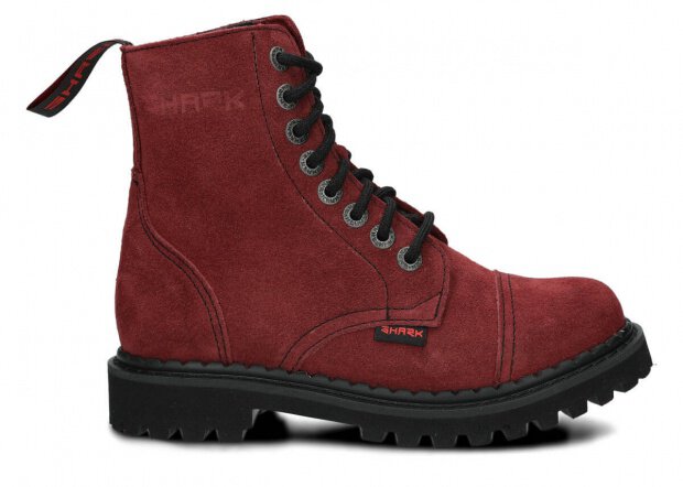 Combat booty SHARK NAGABA 8H burgundy velours leather