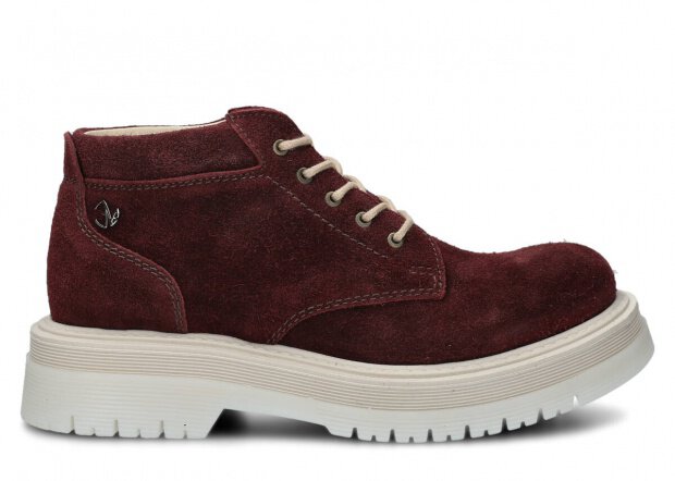 Women's ankle boot EVENEMENT EV079 burgundy velours wax leather