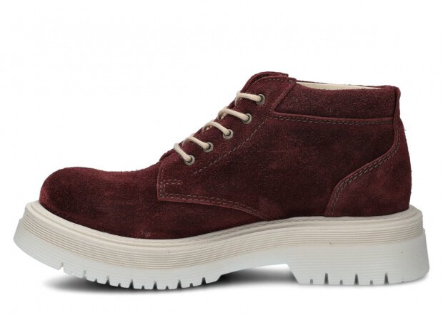 Women's ankle boot EVENEMENT EV079 burgundy velours wax leather