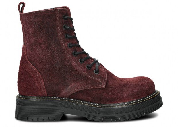 Women's ankle boot EVENEMENT EV108 burgundy velours wax leather