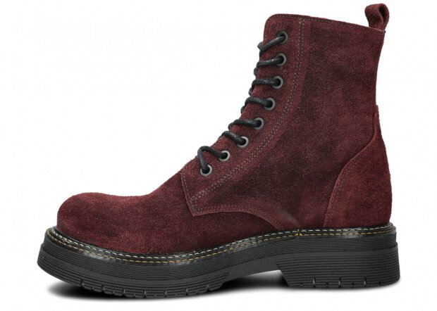 Women's ankle boot EVENEMENT EV108 burgundy velours wax leather
