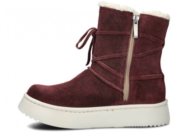 Women's ankle boot 235/1 burgundy velours wax leather
