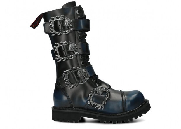 Combat booty NAGABA 518 navy blue-black kabir leather