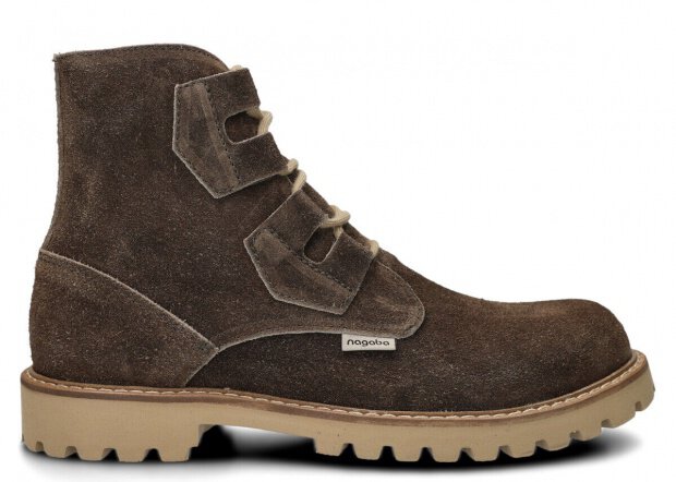 Men's ankle boot NAGABA 488/1 brown velours wax leather