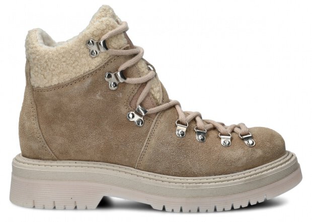 WOMEN ANKLE BOOTS MODEL 2810 BEIGE VELOURS WAX - SIZE 38