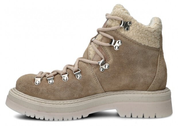 WOMEN ANKLE BOOTS MODEL 2810 BEIGE VELOURS WAX - SIZE 38