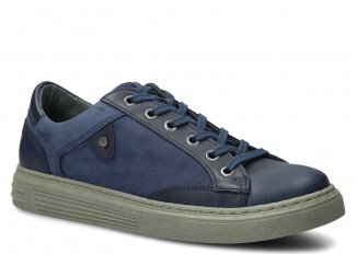 Men's shoe NAGABA 4341 navy blue rustic leather