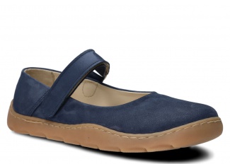 Women's wide shoe, ballet flats NAGABA 632 navy blue samuel leather